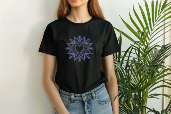 Elegant Heart Mandala Monogram Frame Embroidery Design